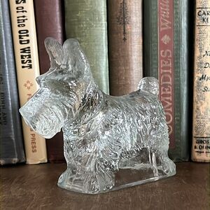 Antique Glass Schnauzer Scottie Terrier Dog Figurine, hollow